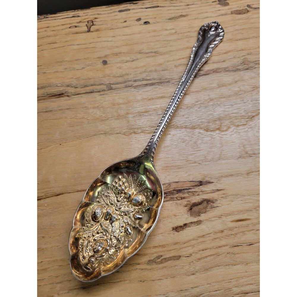 WILLIAM ADAMS Silverplate England Fruit Serving Spoon 9 inches 84g